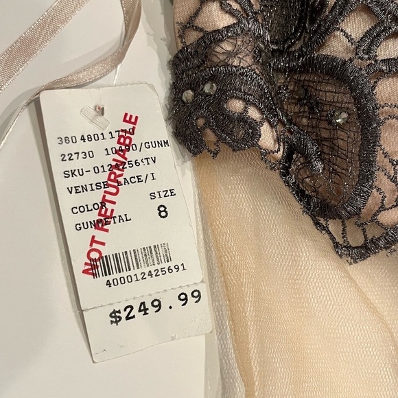 🩶Dave & Johnny Embroidered Illusion Cocktail Dress | Gunmetal Silver | Size 7/8 - Picture 10 of 16